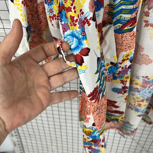 Cathay vintage made in Hong Kong floral Asian print open front kimono robe - Picture 6 of 10